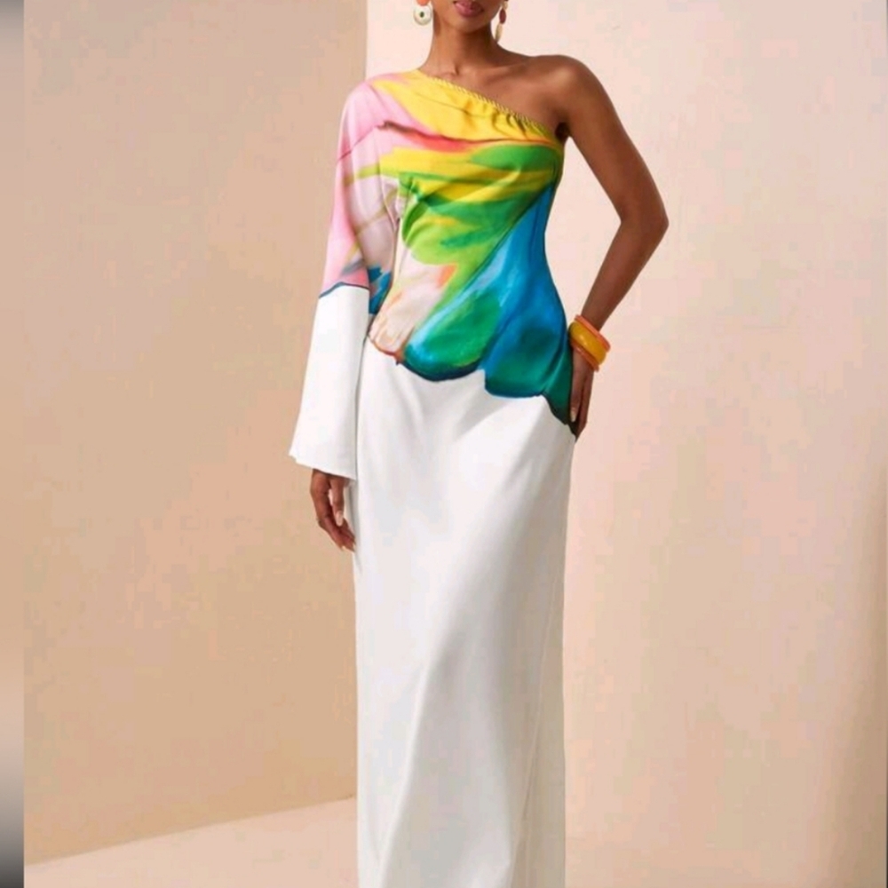 COPY - Colorful One-Shoulder Maxi Dress.